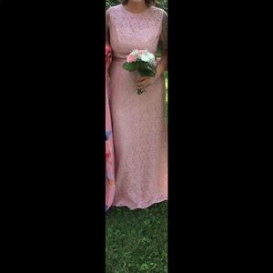 Light pink lace bridesmaid dress